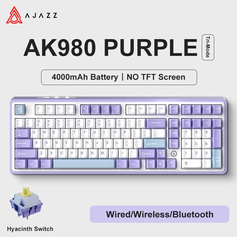 Wireless Wired Mechanical Keyboard 98 keys RGB TFT Display Knob Hot SWAP SWITCH