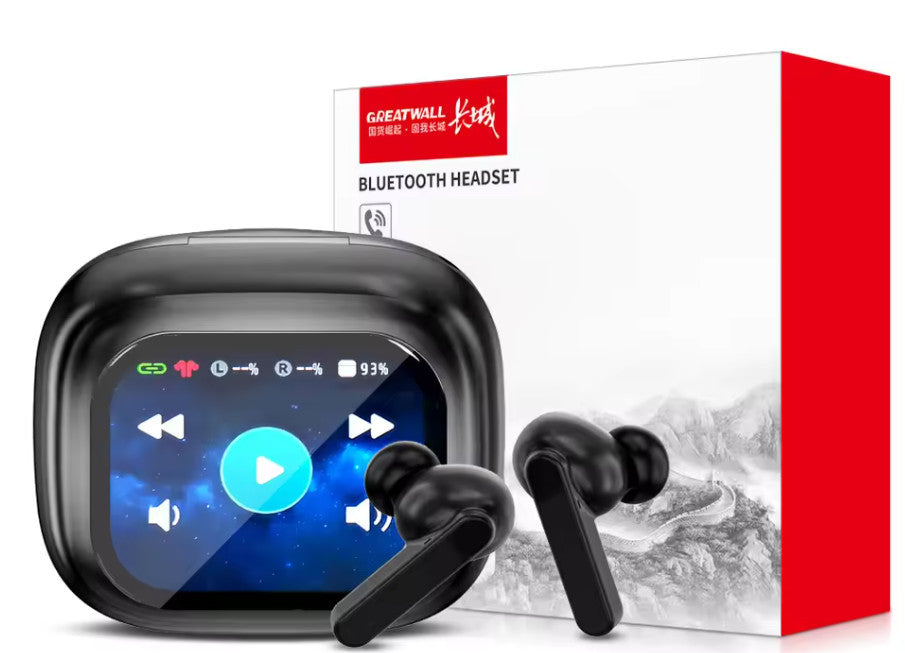 TWS Bluetooth Earbuds HiFi Stereo Sound LCD Touch Wireless Headphones + App