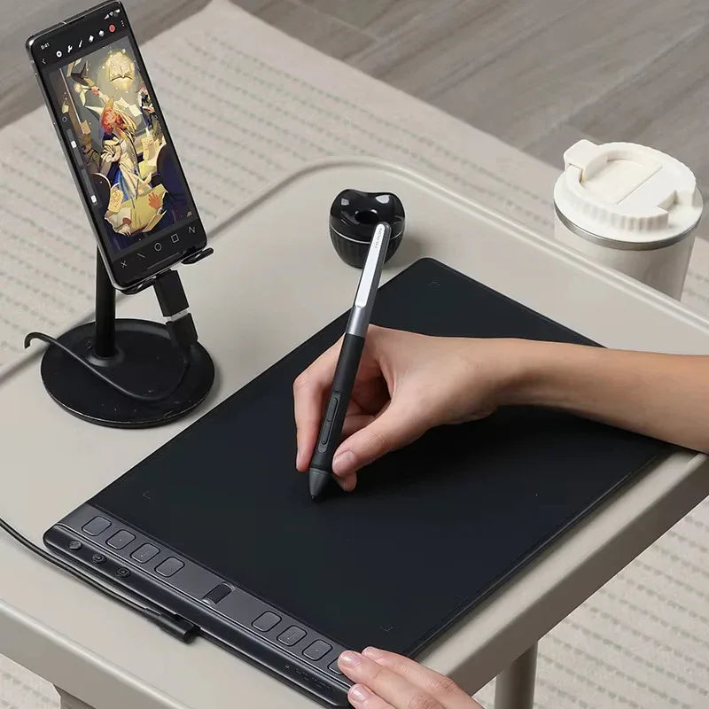 Digital Graphics Tablet with Battery-Free Pen PW110, 8192 Pressure Levels, Scroller Wheel & Programmable Keys, Realistic Drawing Feel in S/M/L Sizes - ZeeTec Store