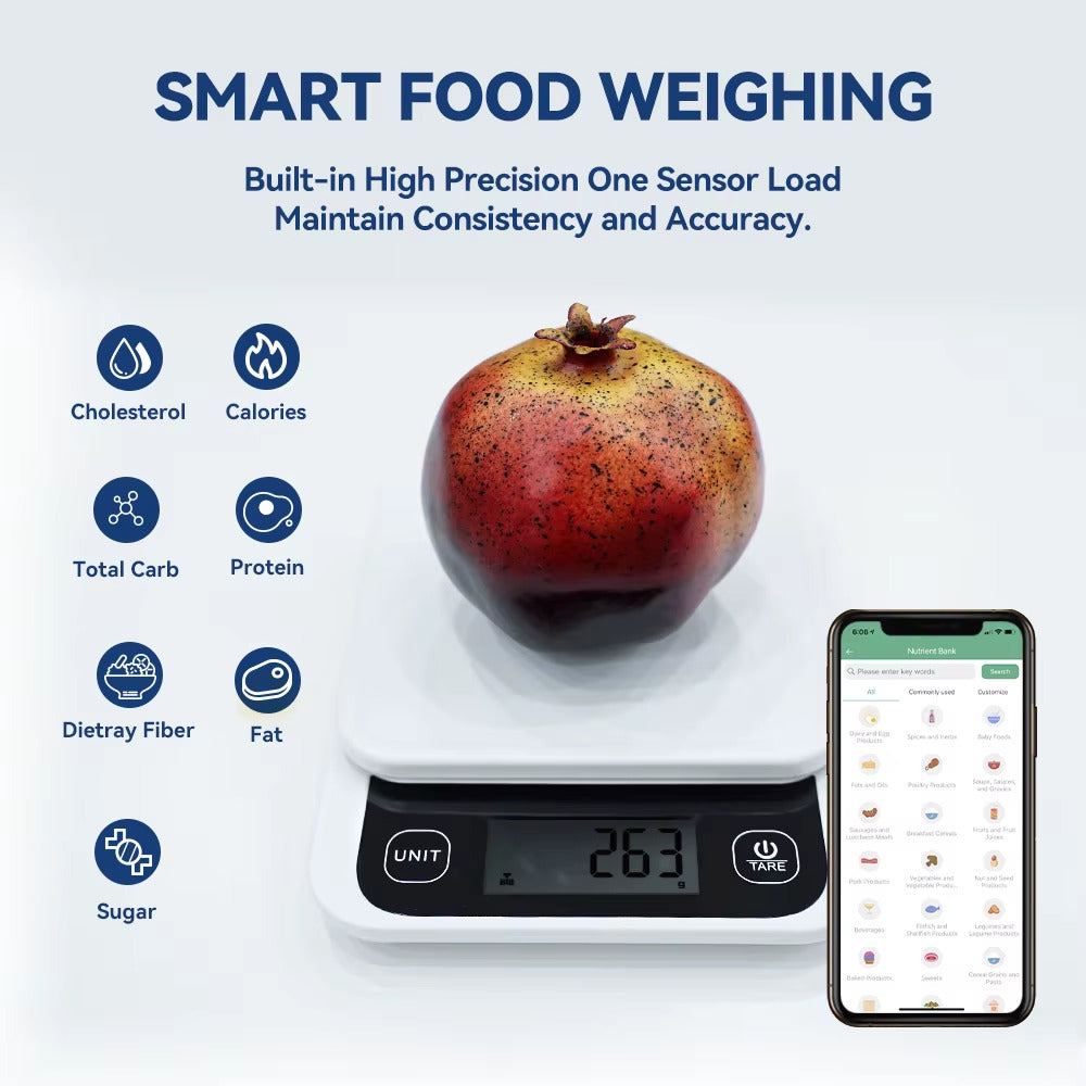Smart Food Calorie Scale LCD Digital Display with Nutrition App