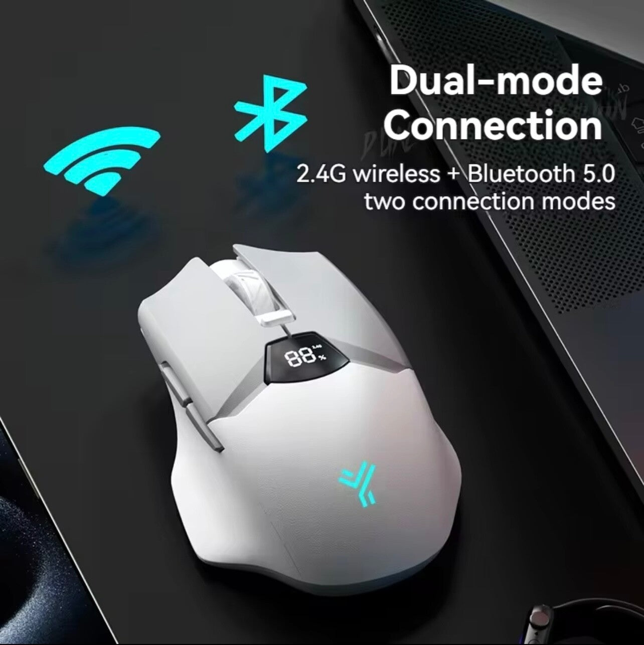 V086 2.4G Bluetooth Wireless Mouse w/ Screen, 600mAh, Silent, Gaming & Office
