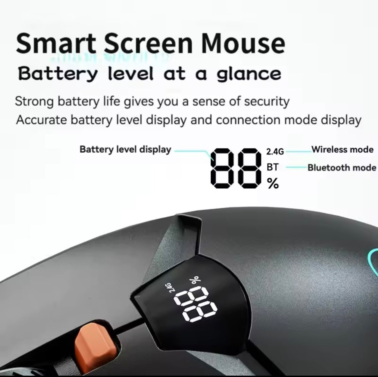 V086 2.4G Bluetooth Wireless Mouse w/ Screen, 600mAh, Silent, Gaming & Office