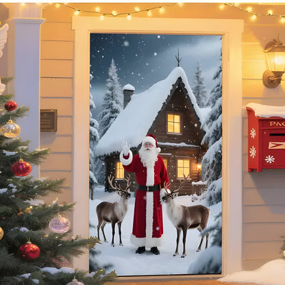 Christmas Santa Claus Polyester Door Cover Decoration 90x180cm