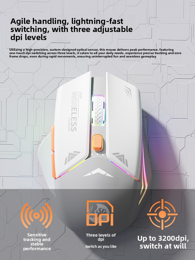 Mecha Mouse Wireless Bluetooth Silent Mechanical E-Sports Gaming Rechargeable Desktop Laptop Universal Dual-Mode