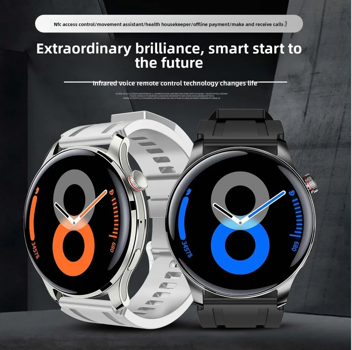 Multifunctional Smart Watch for Men & Women - 1.4 Inch HD Screen, Voice Call, AI Voice Control, Infrared Remote, Health Monitoring, GPS Tracking, Bluetooth, Wireless Charging, 14-Day Battery Life, Compatible with iOS & Android - ZeeTec Store