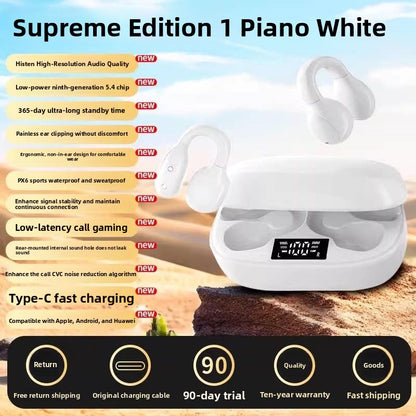 Clip-On Bluetooth Headphones Bone Conduction Advanced Sound