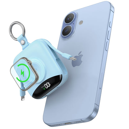 Compact Power Bank Wireless Fast Charging Built-in Cables