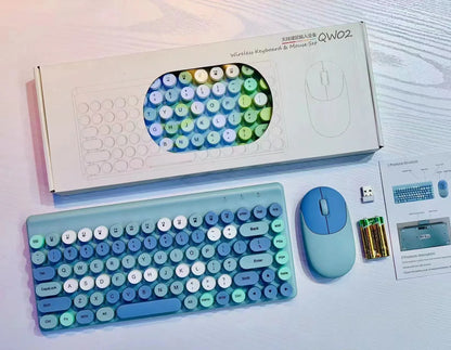 Wireless Retro Keyboard and Mouse Set for a Vintage Touch - ZeeTec Store