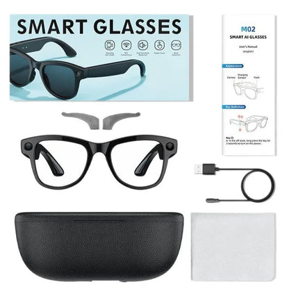 Ultra Smart AI Glasses with Camera for Real-Time Object Recognition and Translation - 8MP Camera & Charging Case - ZeeTec Store