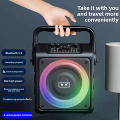 Portable Bluetooth Speaker, Portable Design: Lightweight and easy to carry , High Volume Output & Built-in Microphone, Colorful Lights, Multi-Scenario Use, Power 10W