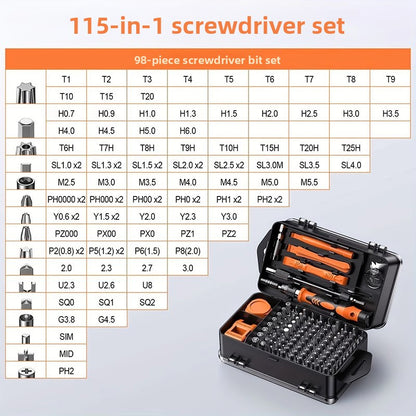 115-in-1 Screwdriver Set with Insulated Magnetic Bits