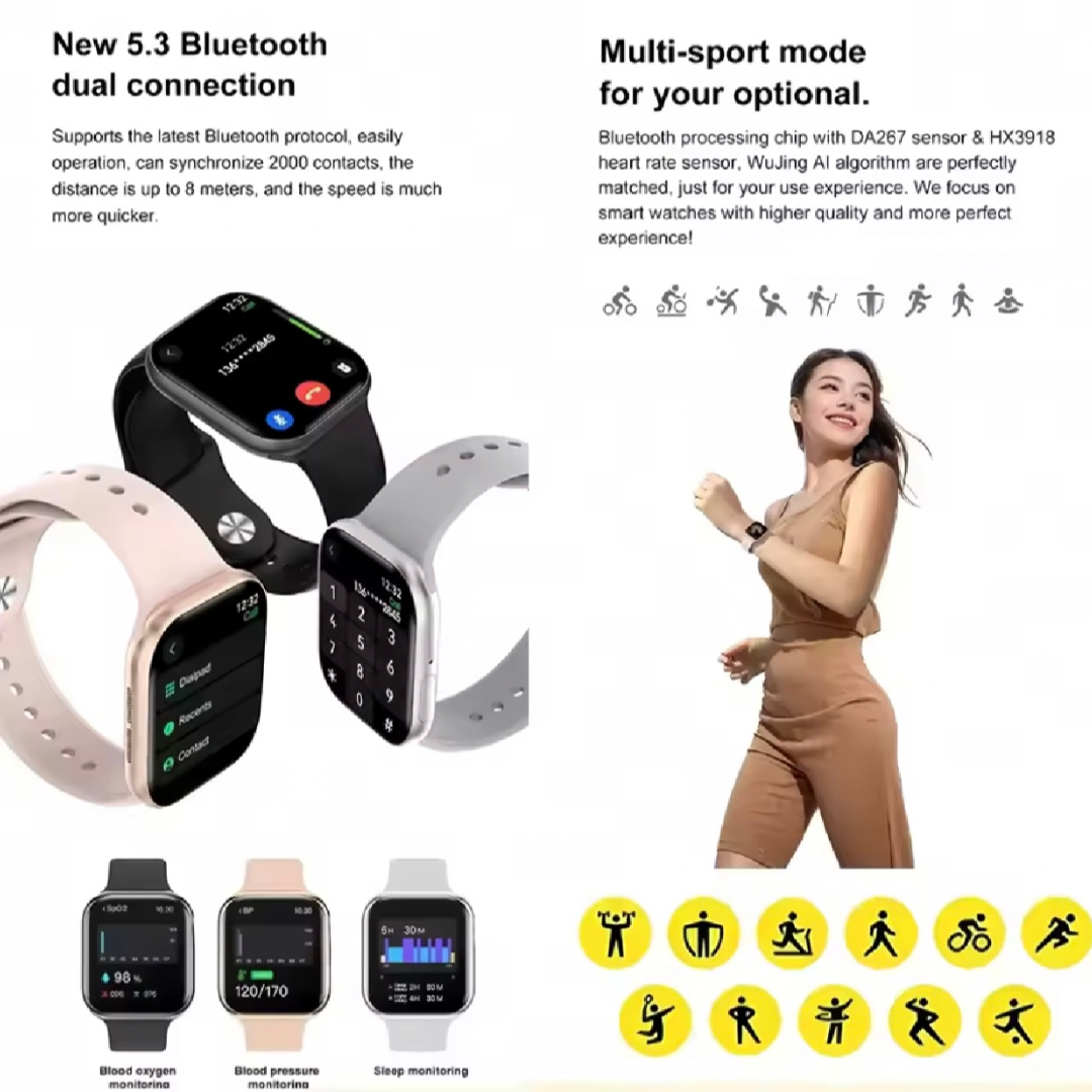Smart watch for Men & Women,2” IPS HD Full screen Display,Bluetooth make & receive calls|SMS|Apps|Games|Health|NFC|Smart notifications,Long Battery up to 7 days,Durable Design: Lightweight with aluminum alloy case & silicone strap