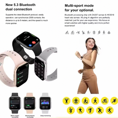 Smart watch for Men & Women,2” IPS HD Full screen Display,Bluetooth make & receive calls|SMS|Apps|Games|Health|NFC|Smart notifications,Long Battery up to 7 days,Durable Design: Lightweight with aluminum alloy case & silicone strap