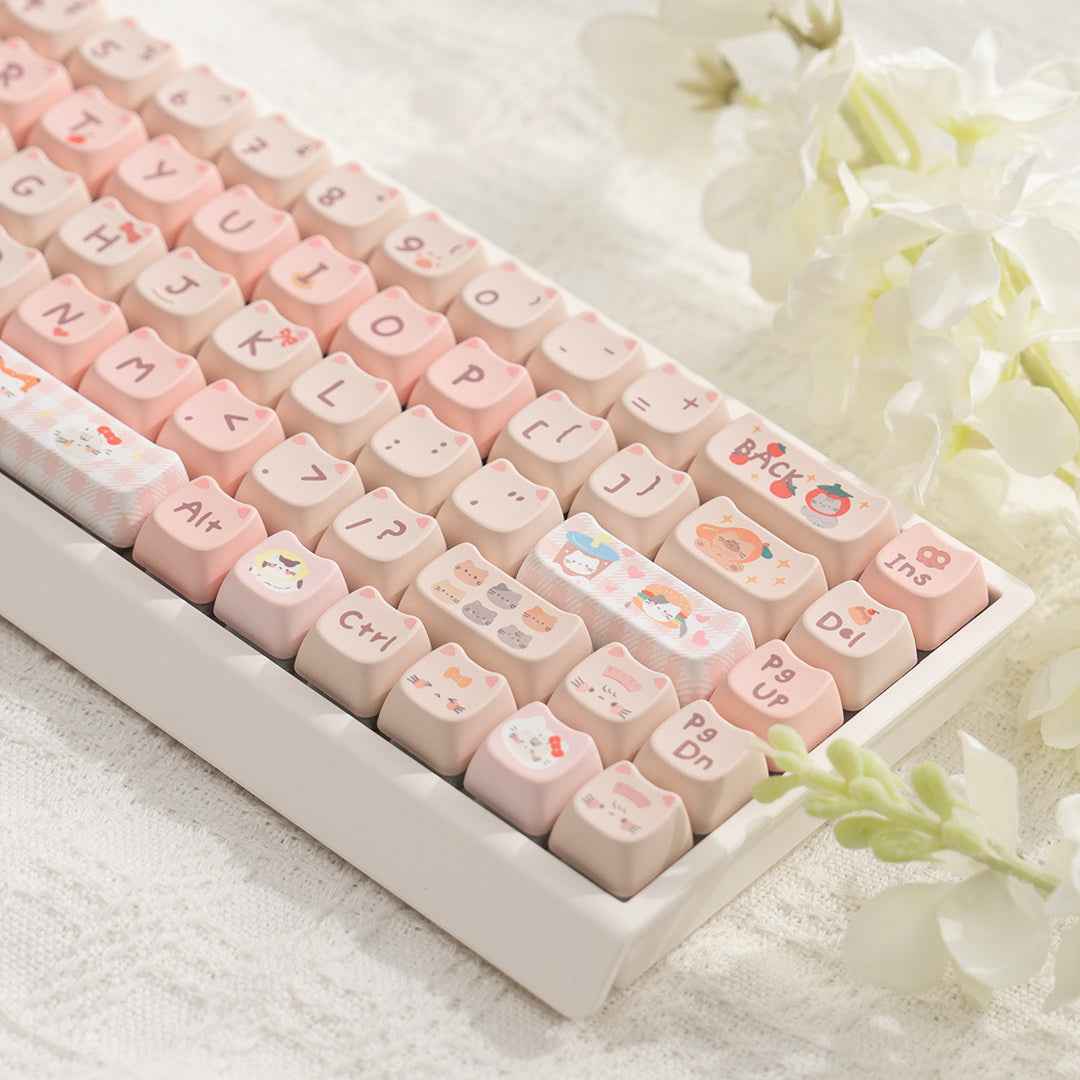 M68 Wireless Bluetooth Mechanical Keyboard with Mahjong Sound, Cute for Girls, Silent for Office,Compatible with Computer and Mobile Phone