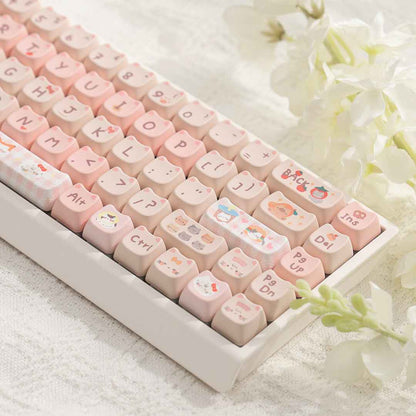 M68 Wireless Bluetooth Mechanical Keyboard with Mahjong Sound, Cute for Girls, Silent for Office,Compatible with Computer and Mobile Phone