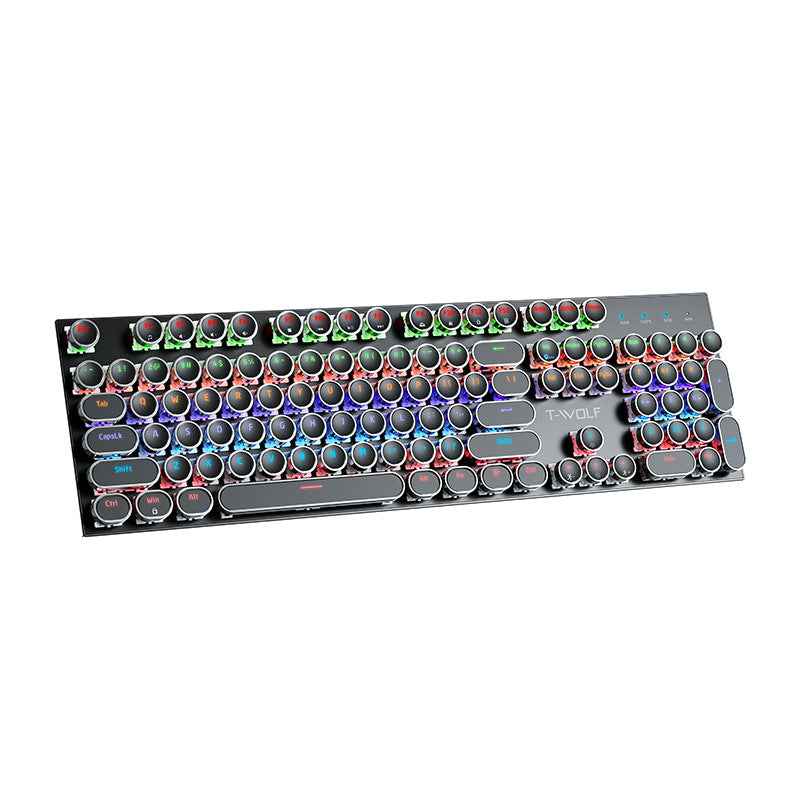 T-Wolf T75 Punk Retro Mechanical Keyboard with Round Keycaps