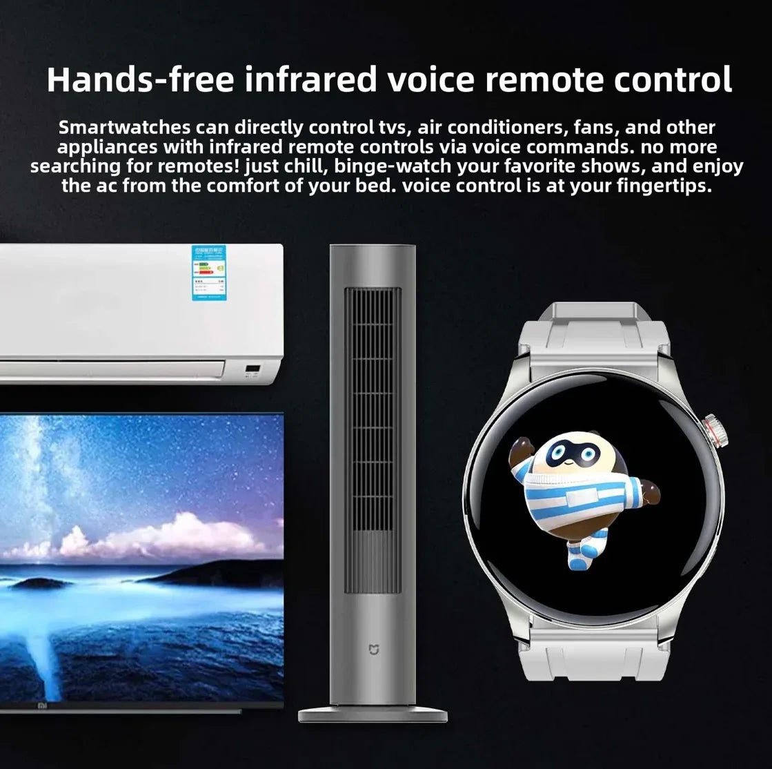 Multifunctional Smart Watch for Men & Women - 1.4 Inch HD Screen, Voice Call, AI Voice Control, Infrared Remote, Health Monitoring, GPS Tracking, Bluetooth, Wireless Charging, 14-Day Battery Life, Compatible with iOS & Android - ZeeTec Store