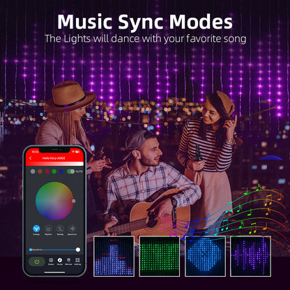 Bluetooth App Control RGB LED Curtain Lights Festive Occasions
