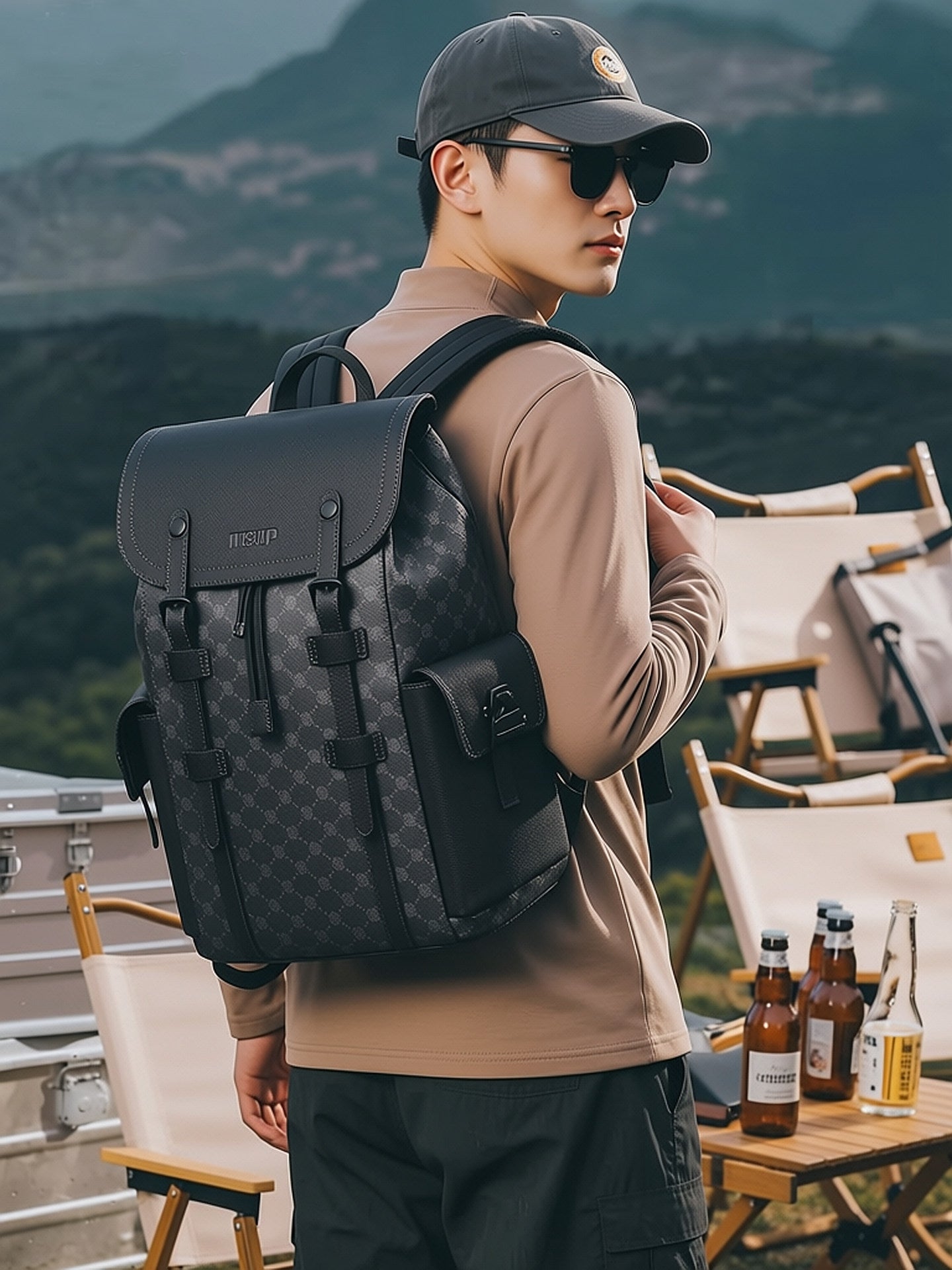 Mens British Style Travel Backpack with Laptop Compartment