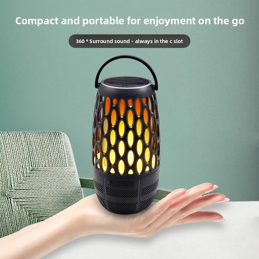 Portable Flame Bluetooth Speaker with LED Light, Flame Design, Portable & Lightweight 0.31KG, Long Playback: 6-hour battery life, Voice Prompts, Sync up to 100 speakers