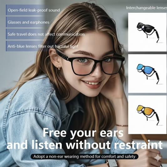 2-in-1 Bluetooth Smart (Sun)Glasses, Magnetic Disassembly, Music and Bluetooth Call Function, Smart Touch Control, Dual Magnetic Charging, Eye Protection - UV400 Polarized Lens, Automatic Pairing & Lightweight Design 27g, Compatible with Android & iOS