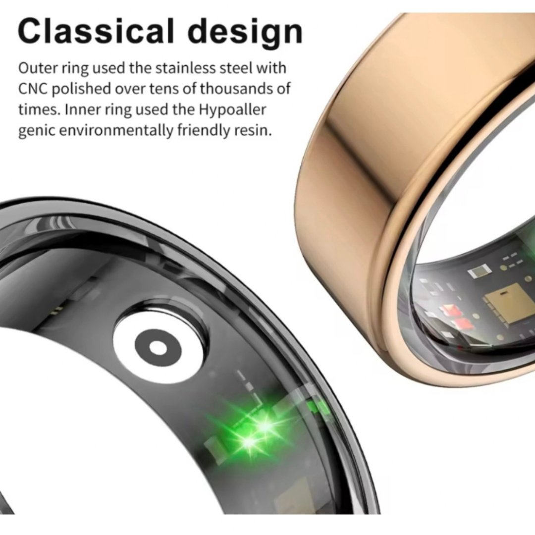 Smart Ring with Multi-Sports Modes – Pedometer, Multi-Sports Modes & Fitness Tracking, Advanced Health Monitoring, App Connectivity, Smart Features – Remote photo control, Long Battery Life – 17mAh up to 15 days standby, IP68 Waterproof