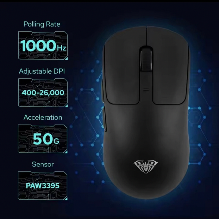 AULA SC680 Gaming Mouse, Triple-Mode (BT 2.4G Wired), Lightweight 58g Esports, Ultra-Fast Response, Ergonomic Design