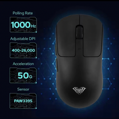 AULA SC680 Gaming Mouse, Triple-Mode (BT 2.4G Wired), Lightweight 58g Esports, Ultra-Fast Response, Ergonomic Design