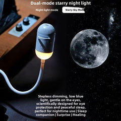 USB Starry Sky Projection soothing night light lamp. Creates a romantic galaxy atmosphere with multiple replaceable star charts. Perfect for relaxation and creating a calming environment.