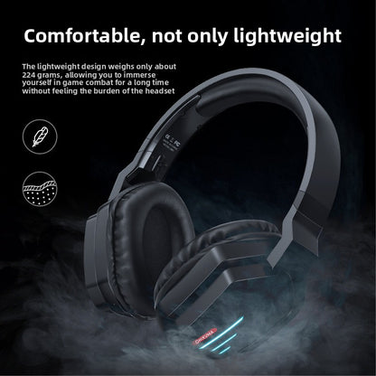 Bluetooth headphones - over-ear noise-cancelling, Comfort Design: Memory foam ear cushions and adjustable headband, Multi-Platform Compatibility, Built-in Microphone, RGB Lighting: Stylish luminous design, 500mAh rechargeable battery