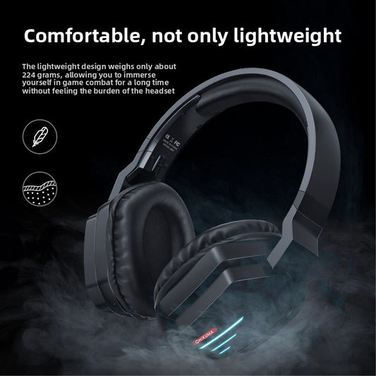 Bluetooth headphones - over-ear noise-cancelling, Comfort Design: Memory foam ear cushions and adjustable headband, Multi-Platform Compatibility, Built-in Microphone, RGB Lighting: Stylish luminous design, 500mAh rechargeable battery