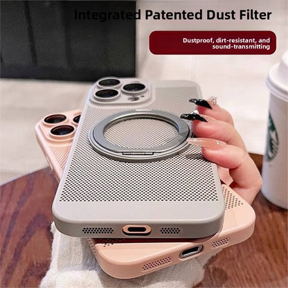 360 Rotating Bracket Magnetic Phone Case with Cooling Net for iPhone