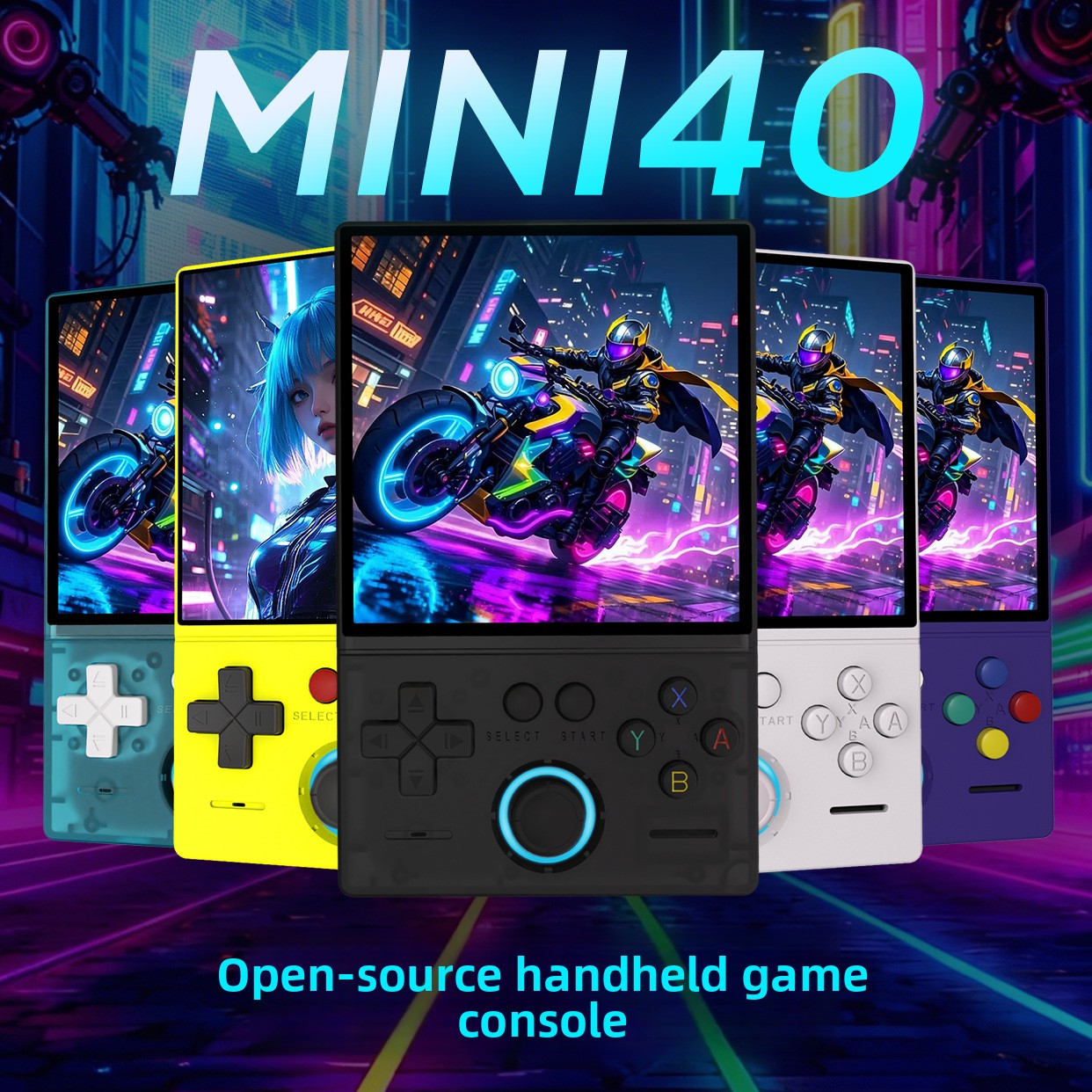 Mini40 Open Source 4 Inch HD Retro Game Console with 4000mAh Battery and Colorful Joystick