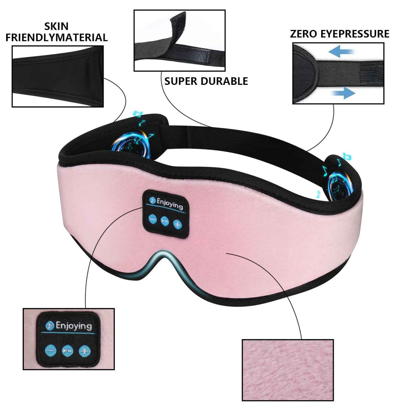 Wireless Bluetooth Sleep Mask with Stereo Sound