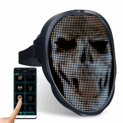 DIY Shining Bluetooth LED Face Mask, Programmable DIY Text and Animation Display, 46x58 Pixels, Music Rhythm Sync, Bluetooth app controlled, Compatible with Android and iOS devices