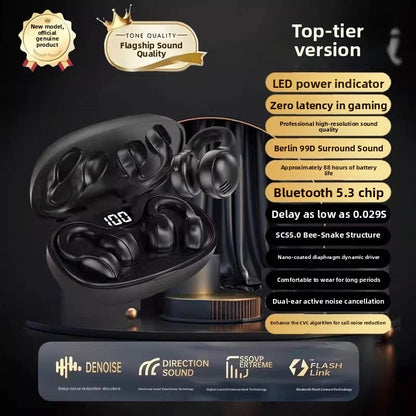 Clip-On Bluetooth Headphones Bone Conduction Advanced Sound