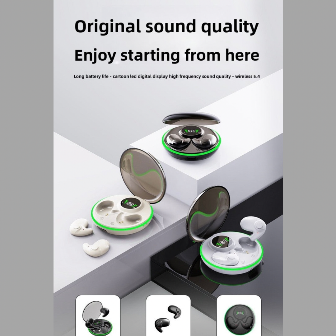 Bone Conduction Bluetooth Earbuds, High Sound Quality, Low Latency for E-Sports, Digital Display Screen, Voice Control