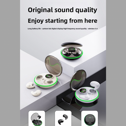Bone Conduction Bluetooth Earbuds, High Sound Quality, Low Latency for E-Sports, Digital Display Screen, Voice Control
