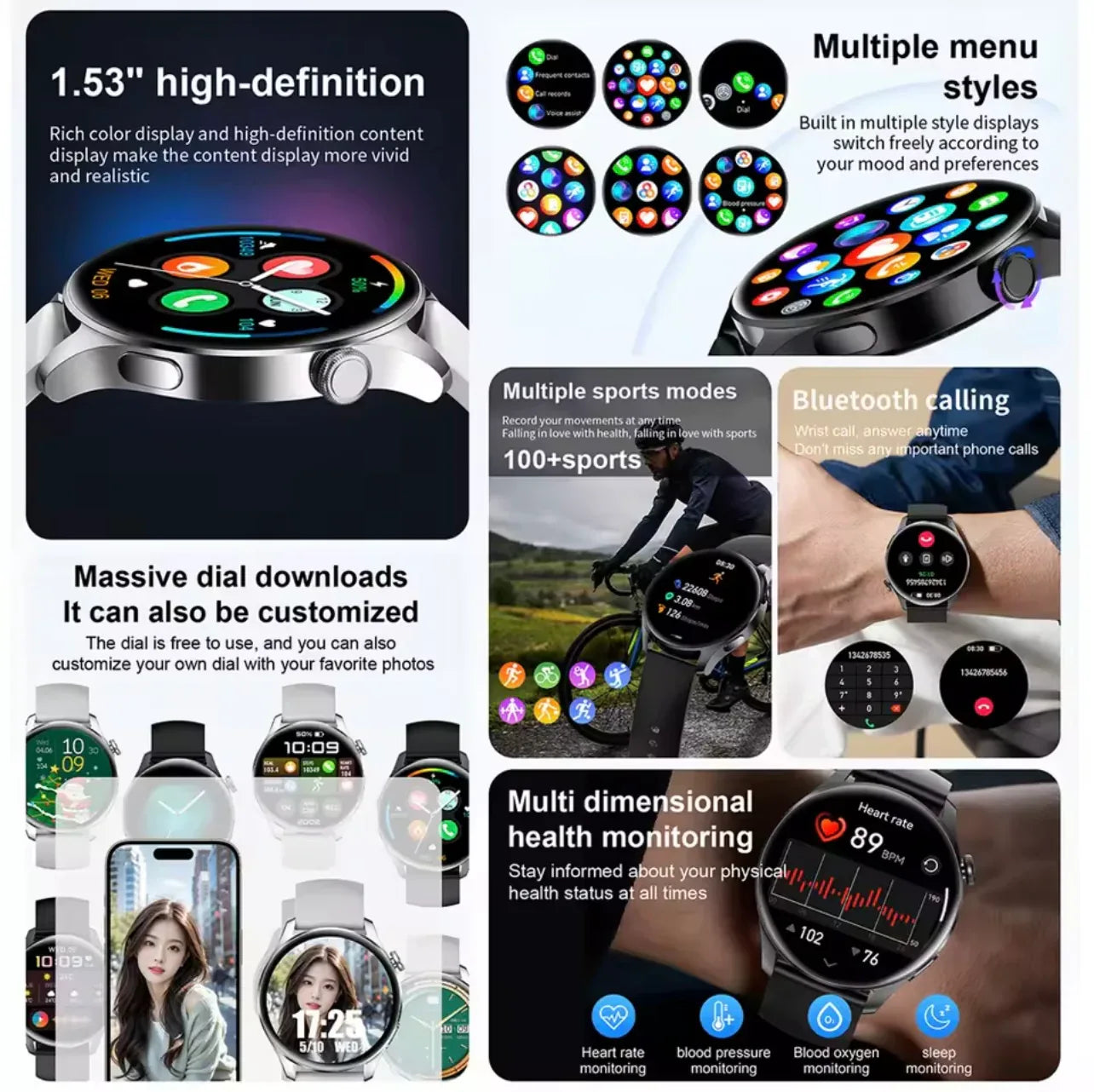 Fashion Smart Watch for Men and Women with AMOLED Screen, Bluetooth Calling, Heart Rate Monitoring, and More - ZeeTec Store
