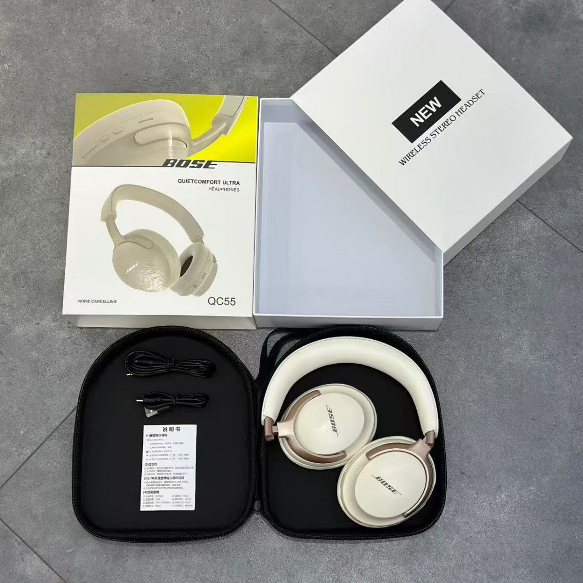 QC55 Foldable Bluetooth Headphones Foldable Design Stereo Sound