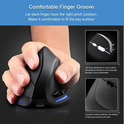Lefon Wireless Ergonomic Vertical Mouse - USB Rechargeable Optical Mouse 2400DPI for PC Gaming, Windows, Mac, and Laptop - ZeeTec Store
