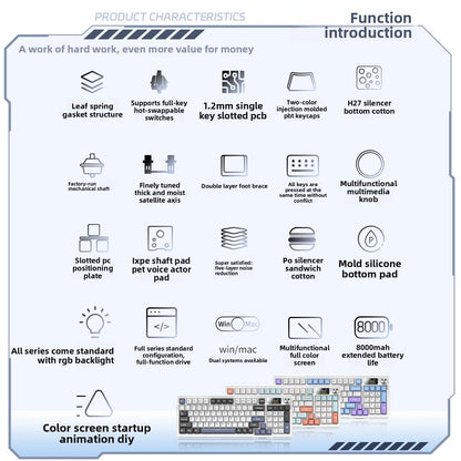 Mechanical Keyboard Triple-mode 98-Key Layout for Ultimate Typing Experience