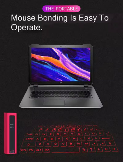 Fashion Portable Wireless Virtual Laser Keyboard, Red Laser Projection Technology, Dual Function: Keyboard + Mouse, Universal Compatibility, Built-In Rechargeable Battery, High Recognition Rate