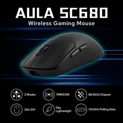 AULA SC680 Gaming Mouse, Triple-Mode (BT 2.4G Wired), Lightweight 58g Esports, Ultra-Fast Response, Ergonomic Design