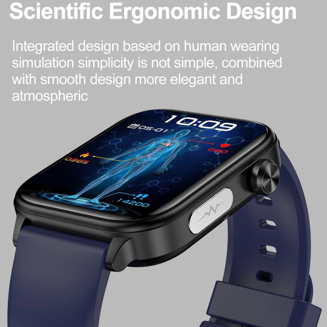 Advanced Smart Watch,1.96" IPS HD touch,Bluetooth call|Smart apps,Advanced Health monitor: ECG|Blood lipids|Uric acid|Body fat|Micro physical examination|Emotional stress detection|Non invasive blood glucose measure|Battery up to 7 days