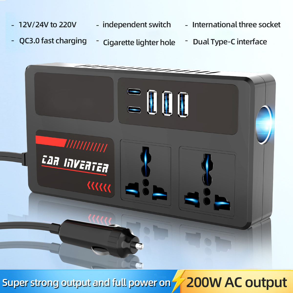 Car Power Inverter 12V 24V to 220V Converter