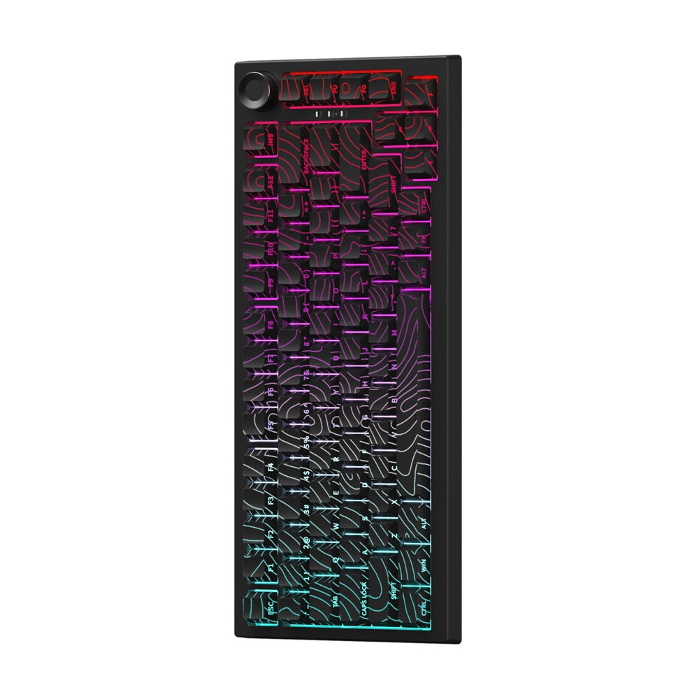 JP K81 Triple Mode RGB Side-Engraved PBT Mechanical Keyboard. Dynamic RGB backlighting with multiple effects enhances the aesthetic and gaming atmosphere