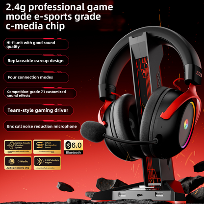 Zg3 E-Sports Gaming Headset Microphone Wireless Wired leather ear cushions