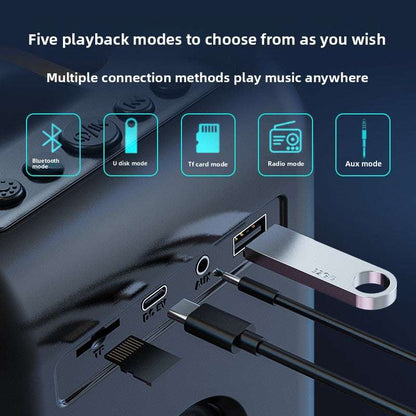 Portable Bluetooth Speaker, High-Quality Sound, Rechargeable Battery, Multi-Functional, 8W