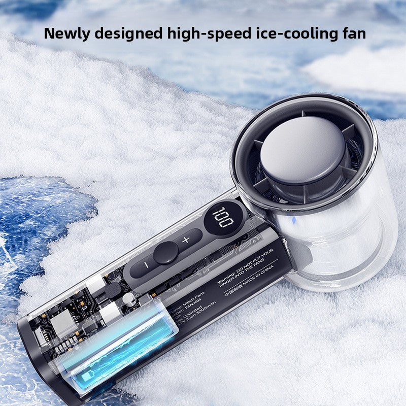 Portable USB Handheld Power Fan Wind with Transparent Housing for Ice Cooling - ZeeTec Store